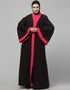 Women Black Matt Nida With Red Boder Abaya Side View